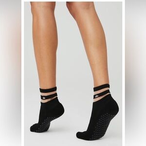 ALO Yoga Black Ankle Grip Socks with Double-Strap Detailed “Authentic”
